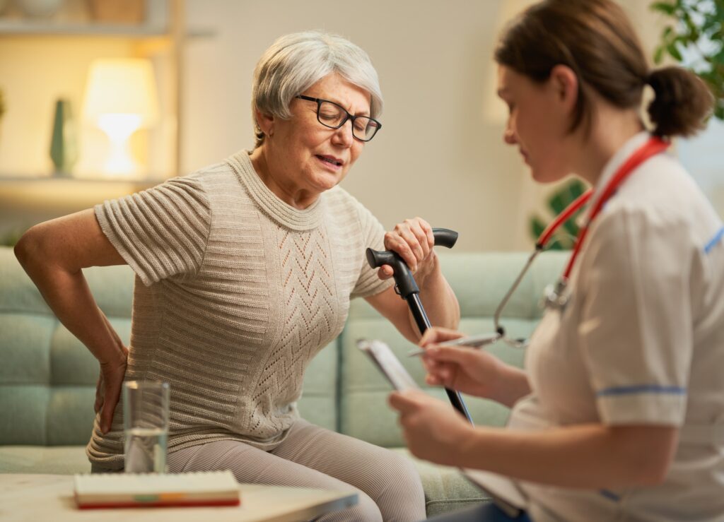 Elderly patient and caregiver