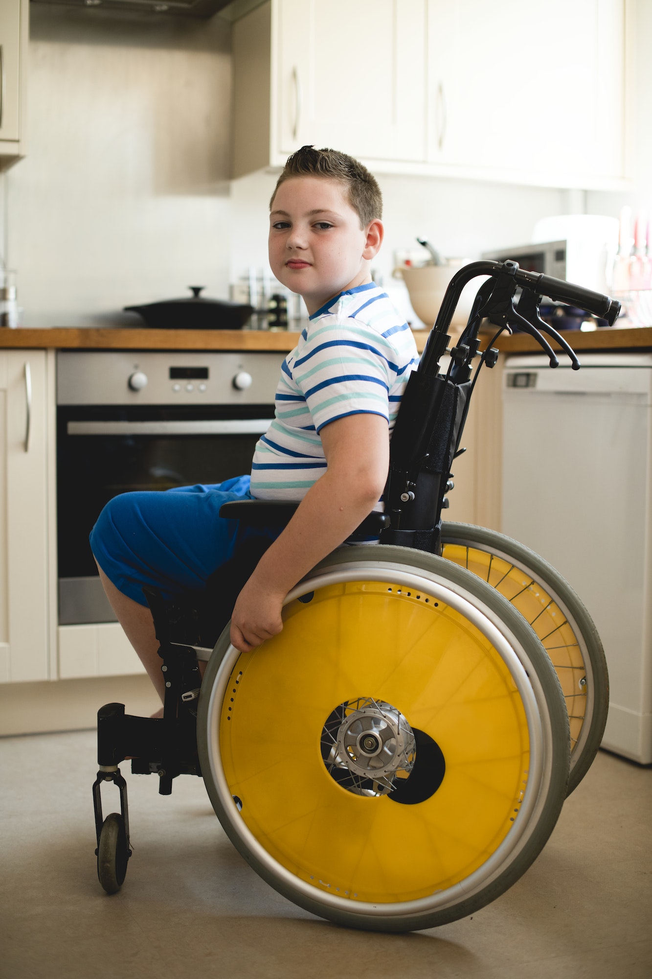Young boy in a wheelchair